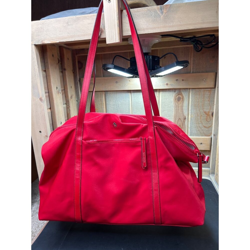 Kate Spade Red Jae Weekender Bag Nylon Large Lightweight Travel Tote
